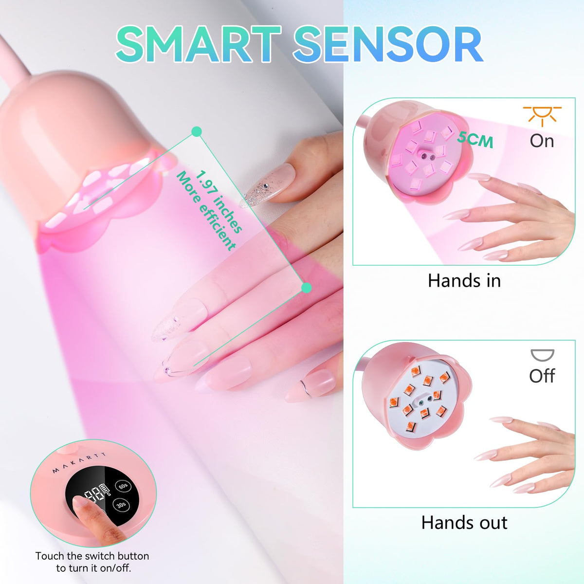 Makartt Cordless Gooseneck UV Nail Lamp for Gel-X Nails, Home DIY Use