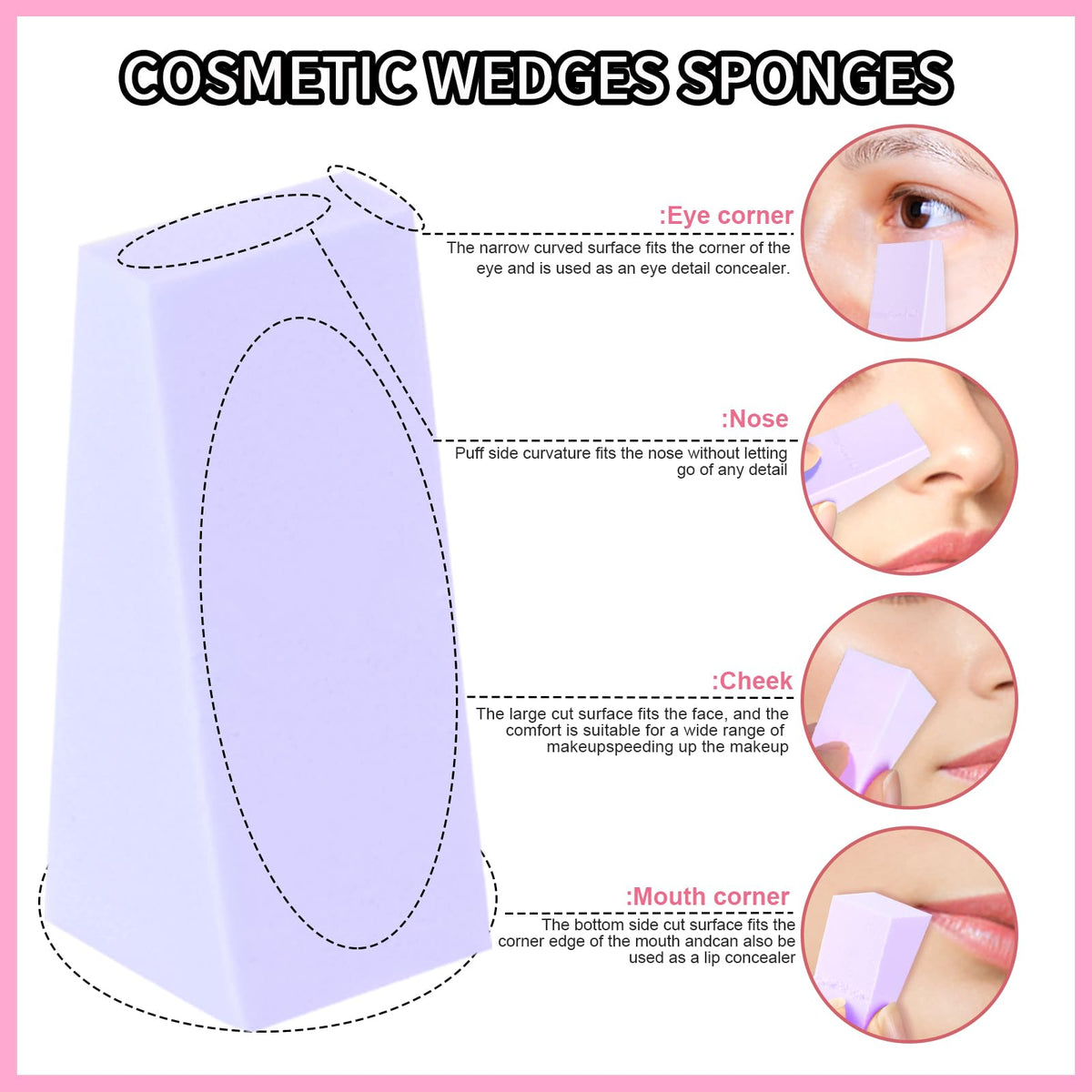 Teenitor 48 Pieces Makeup Sponges For Foundation, Latex Free Small Wedge Shaped Sponge Applicator For Liquid Cream Foundation Festival Makeup