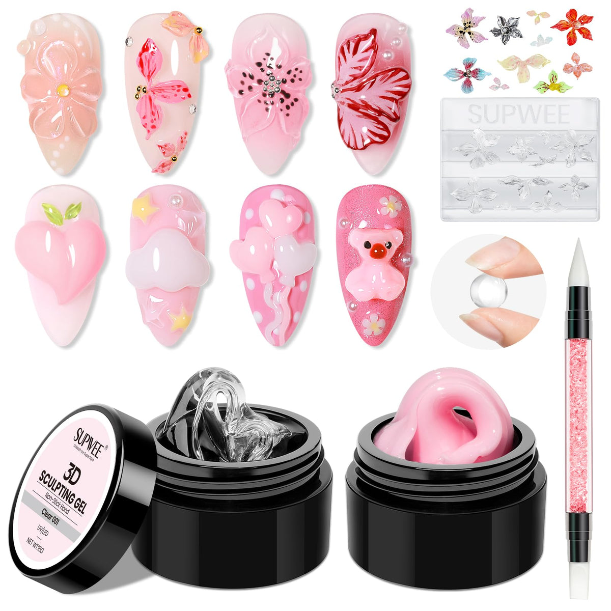 3D Gel for Nail Art, Clear 3d Sculpting Gel for Nail Art