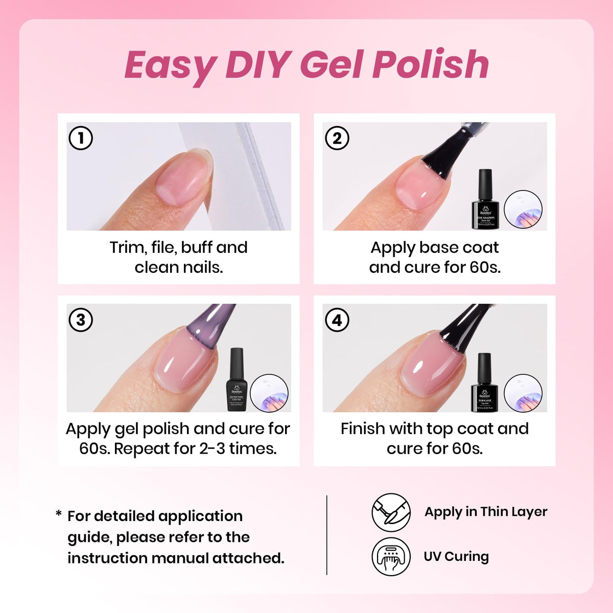 Beetles Cat Eye Gel Nail Polish Set, 36 Colors Magnetic Fall Gel Polish Kit