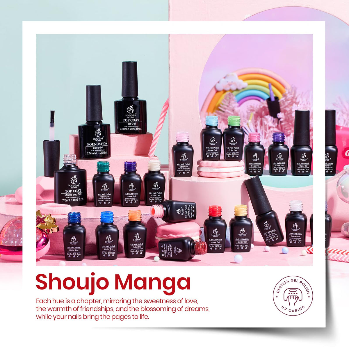Beetles Fall Gel Nail Polish Set, 23Pcs Brown Burgundy Red Nude Pink