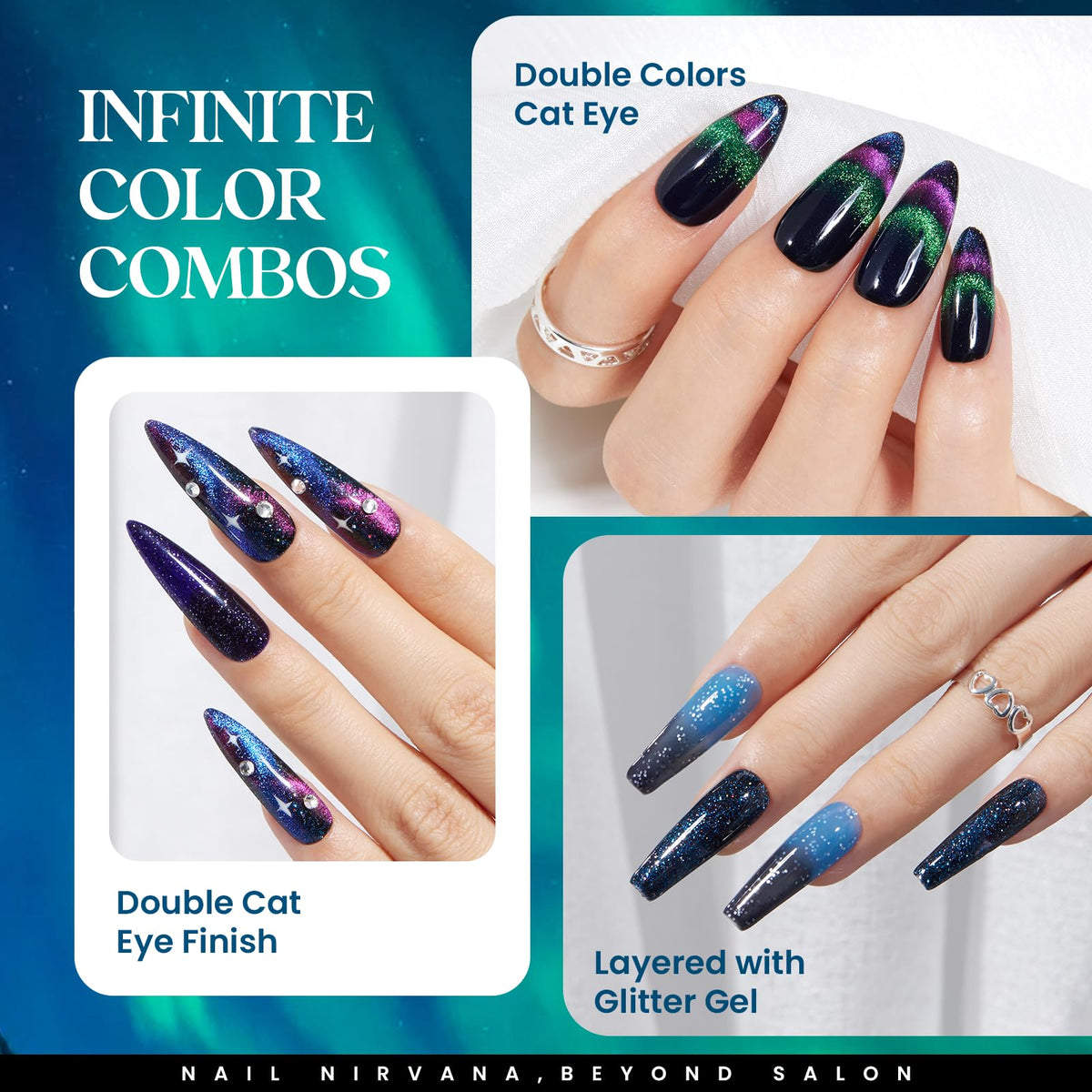 Beetles Cat Eye Gel Nail Polish Set, 36 Colors Magnetic Fall Gel Polish Kit