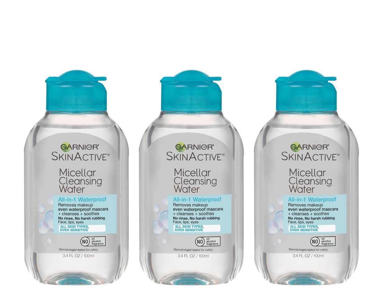 Garnier SkinActive Micellar Water For Waterproof Makeup, Facial Cleanser & Makeup Remover, 13.5 Fl Oz (400mL), 1 Count (Packaging May Vary)