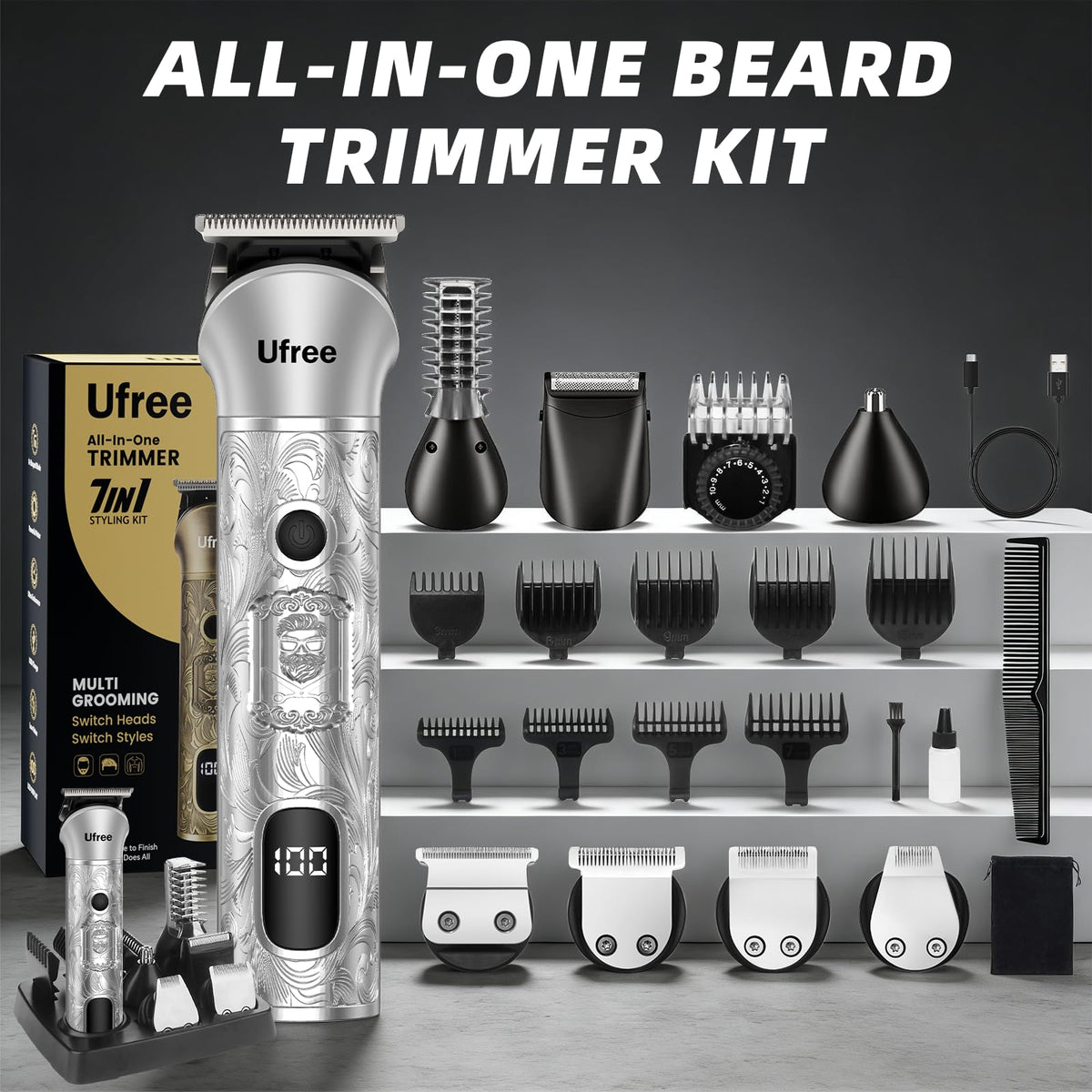 Ufree Professional Beard Trimmer for Men, Electric Shaver Razor, Men Gift