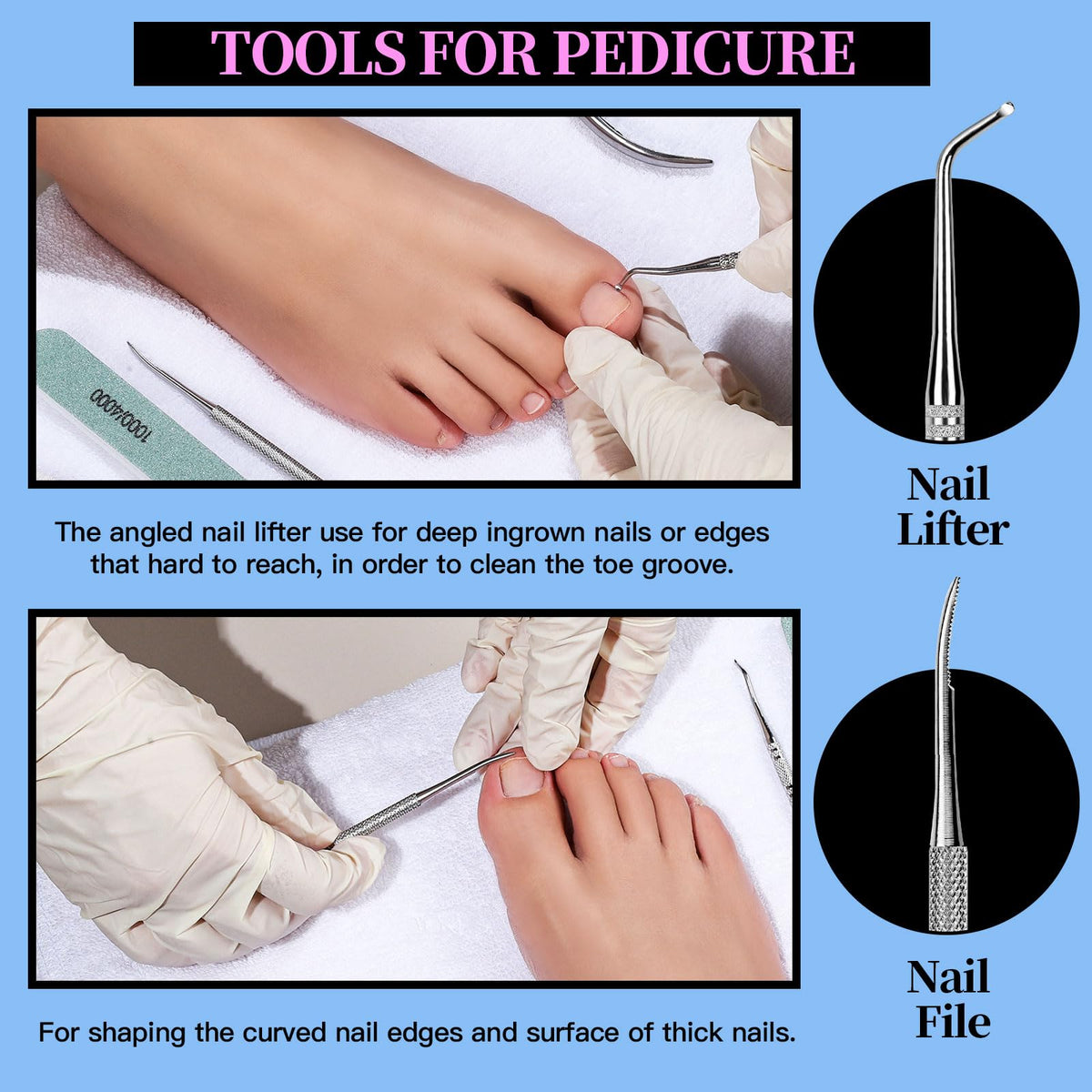 FANDAMEI Nail Care Kit, Nail Files 100/180, Nail Buffer Block, Cuticle Nippers, Cuticle Trimmer, Cuticle Pusher, Nail Tools, Nail Kit, Pedicure & Manicure Tools, Nail Prep Kit, Manicure Kit for Women