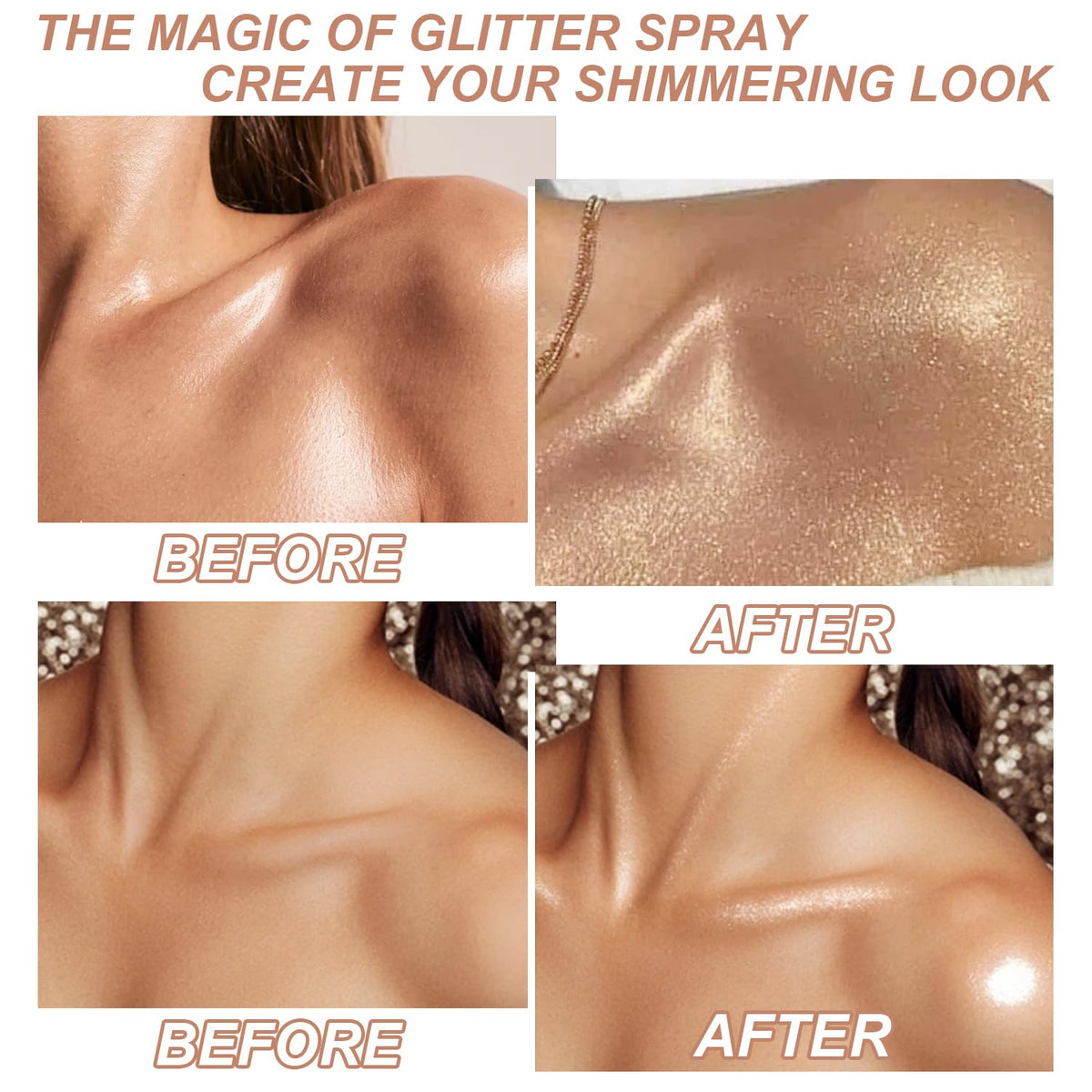 Hair and Body Glitter Spray, Shimmering Powder Sparkle Powder Makeup, Glitter Loose Sparkle Makeup for Body Highlighter,Festival Prom Rave Accessories (Glint-Rainbow)