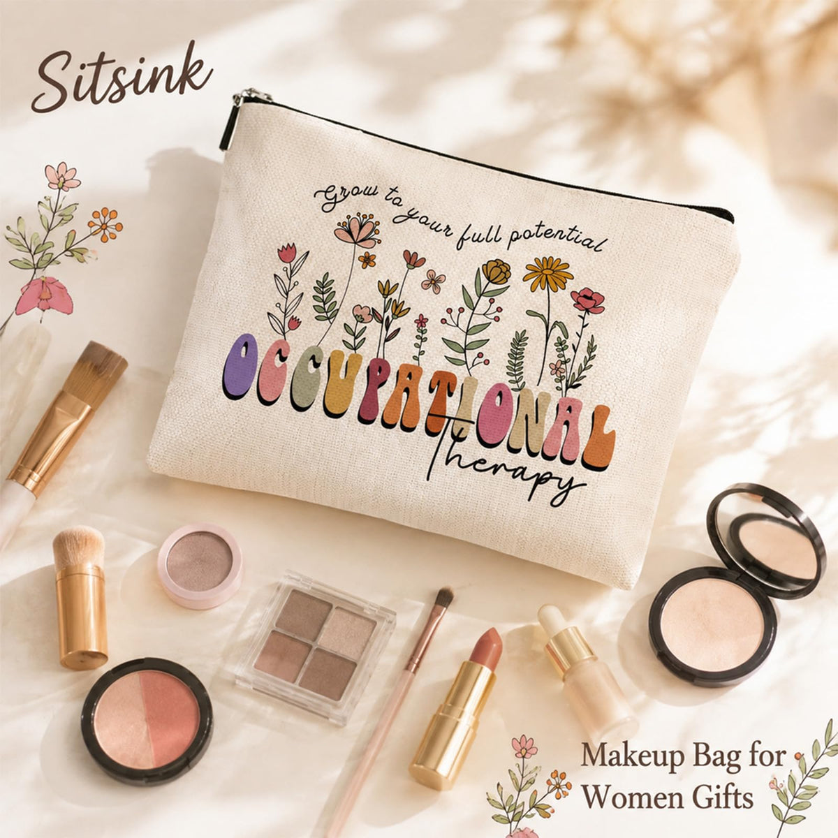 Sitsink Funny Sarcastic Gifts for Girls - Intersting Gifts for Girls Birthday. A Ray of Sarcastic Sunshine Every Single Day Makeup Bag, Cosmetic Bags Humor Sarcastic Gifts for Women Boss Coworker