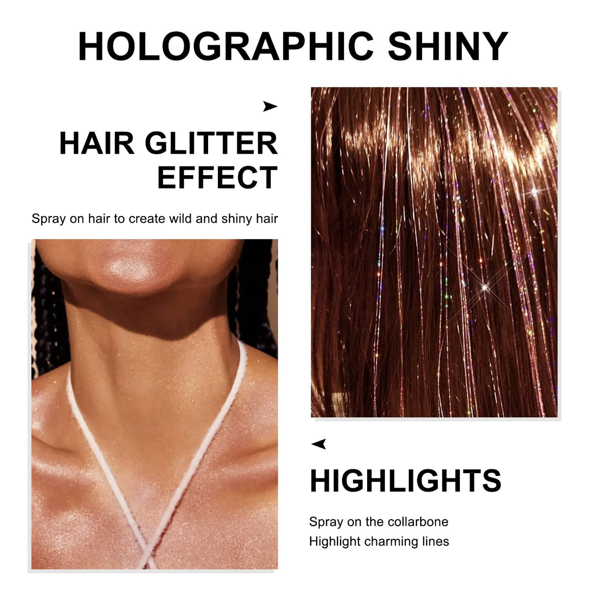 Scarman Hair and Body Glitter Spray, 1PC Glint-Rainbow Hairspray Powder