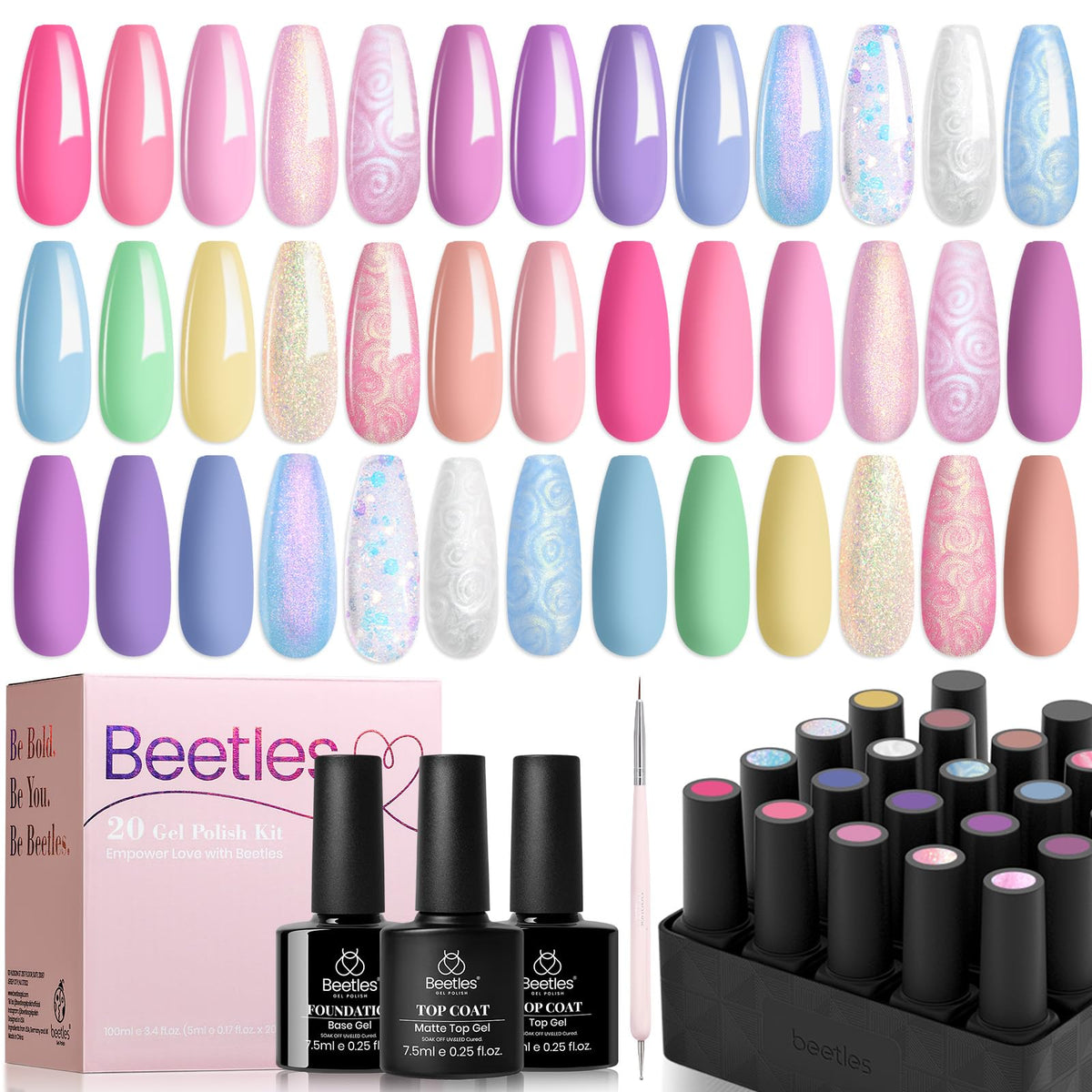 Beetles Cat Eye Gel Nail Polish Set, 36 Colors Magnetic Fall Gel Polish Kit