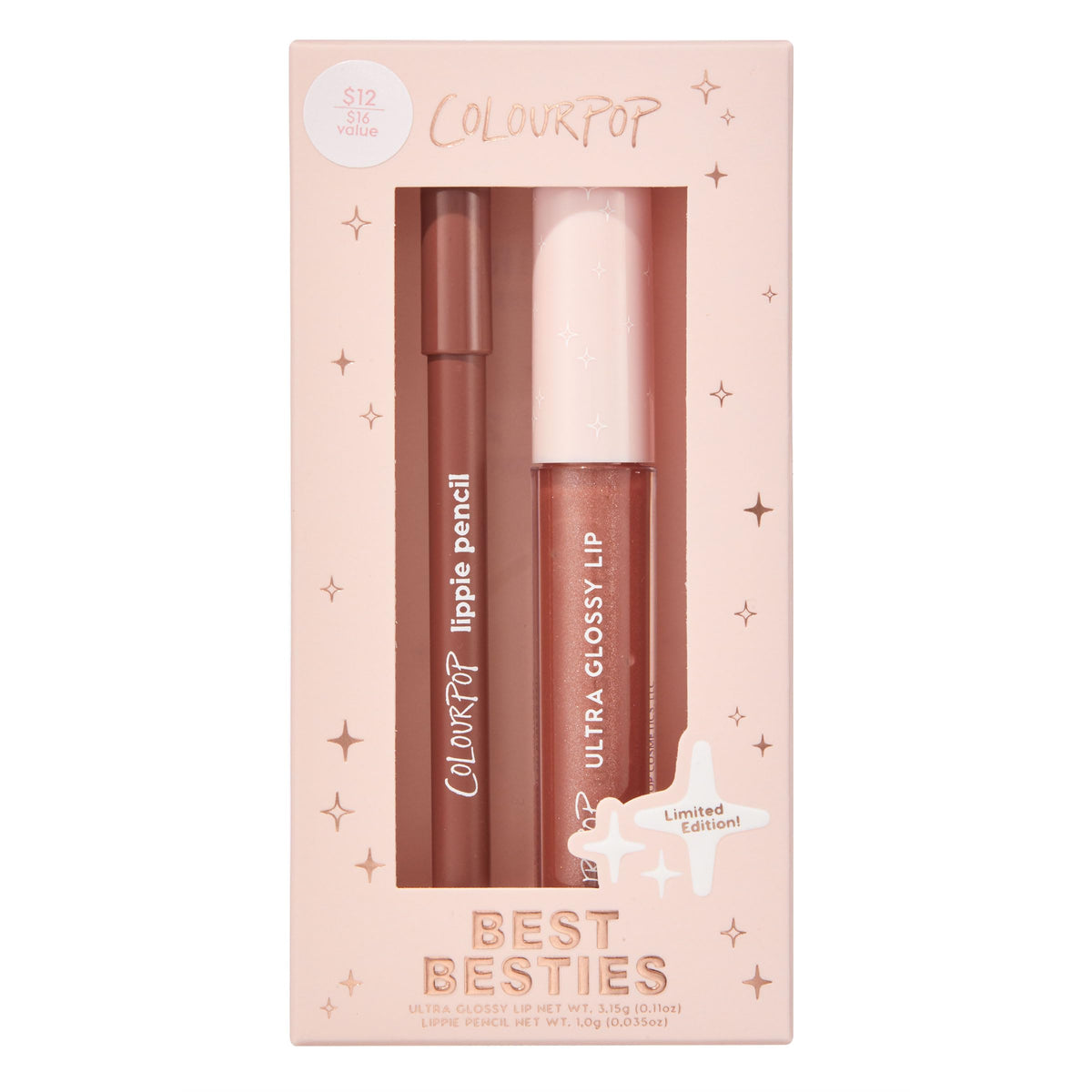 ColourPop Dream Duo Lip Kit - High-Pigment, Long-Lasting & Sharpenable Lip Liner and Lip Gloss with High-Impact Color - Includes Shades Five Stars & Pasadena (2 Count)