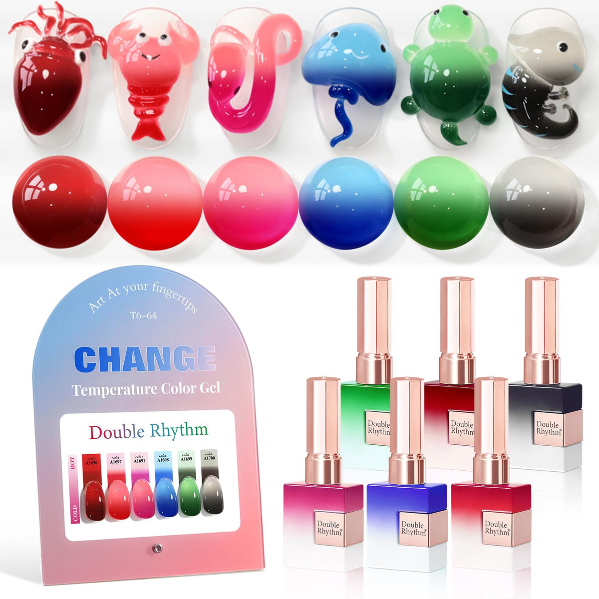 Double Rhythm 6 Pcs 15 ML Gel Polish Set Same Color Same Bottle Soak Off Gel Polish Kit Nail Art Manicure Salon DIY at Home for Women (Dark Light Brown Orange Maroon-T6-6)