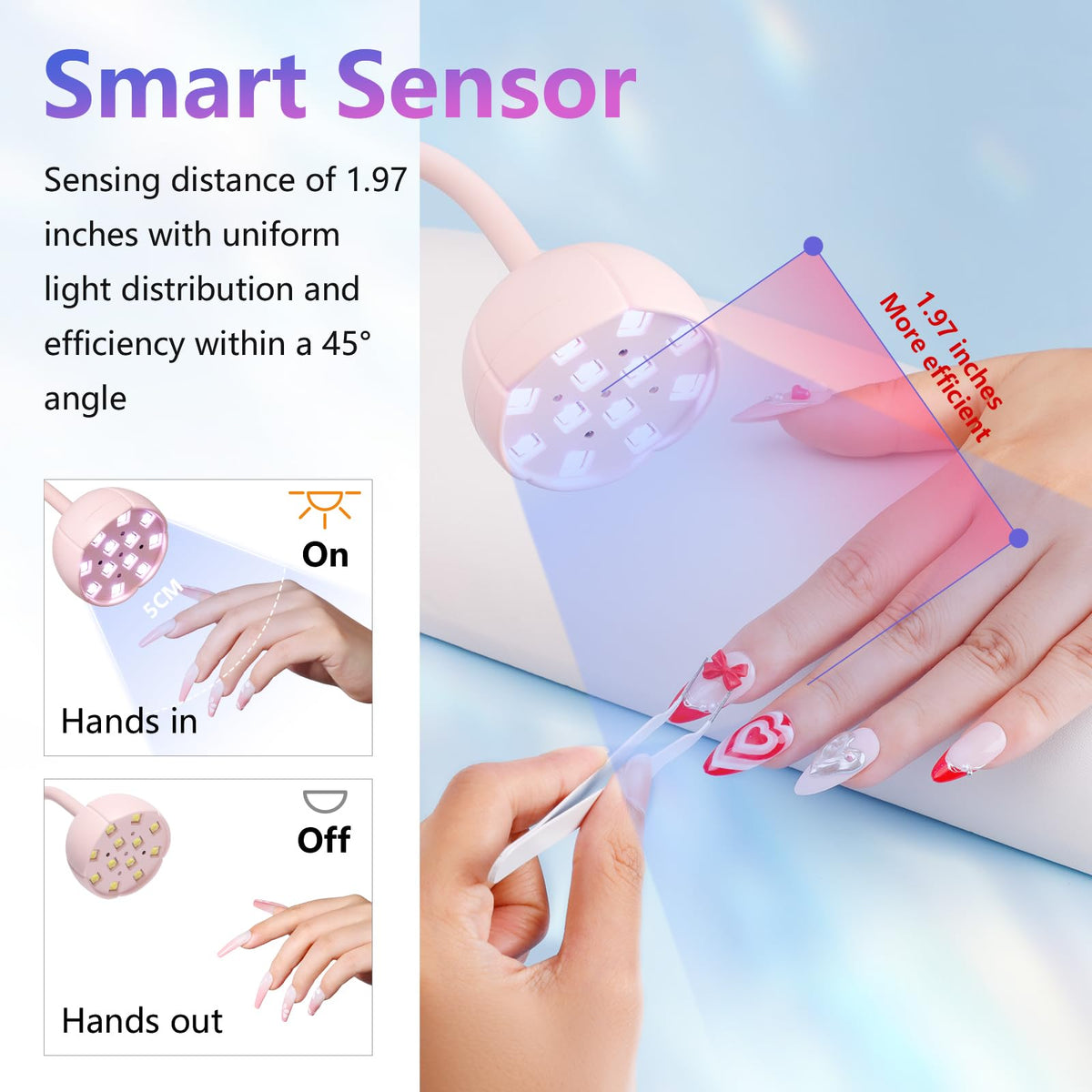 Makartt Flash Cure UV LED Nail Lamp for Gel-X Tips, Adjustable Gooseneck