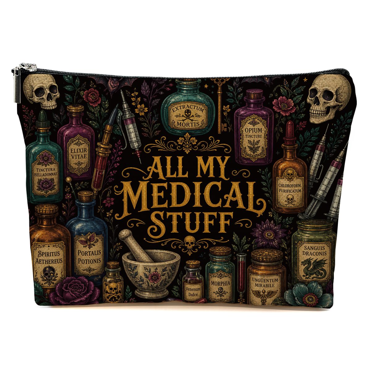Funny Poisons Makeup Bag, Witchy Gifts Cosmetic Bag Travel Toiletry Bags