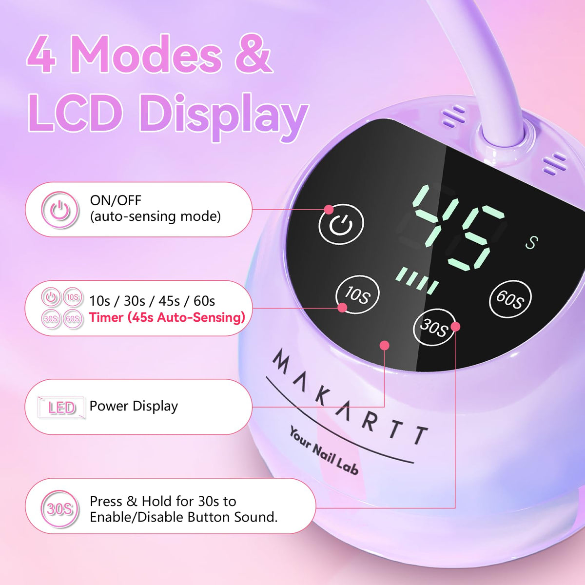 Makartt Cordless Gooseneck UV Nail Lamp for Gel-X Nails, Flash Cure