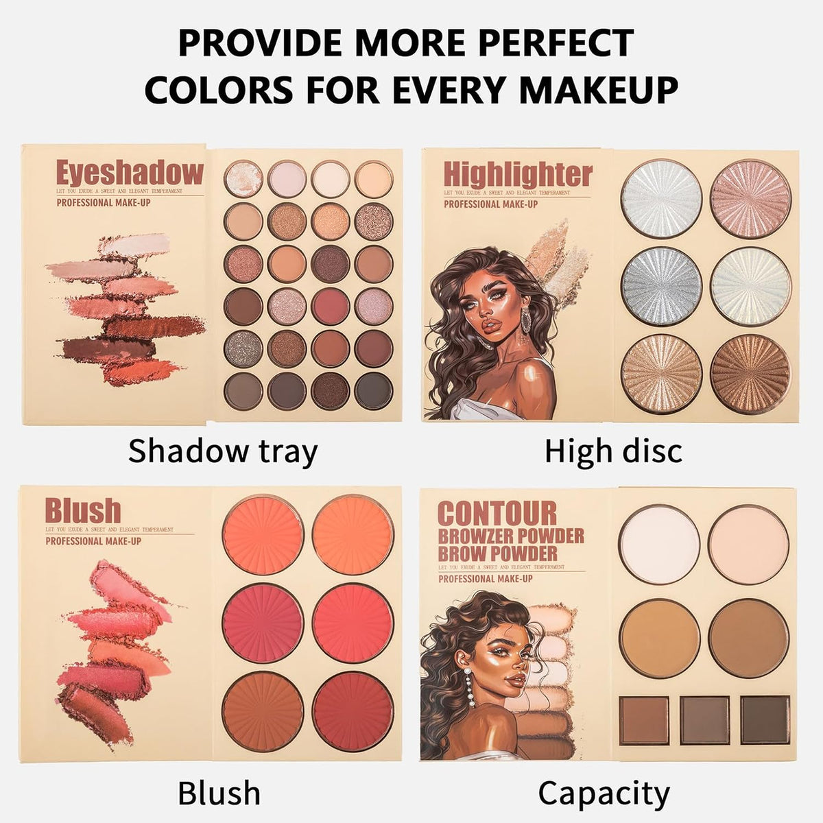 RoseFlower Make Up Set, Eyeshadow Blush Highlighter Contour Kit
