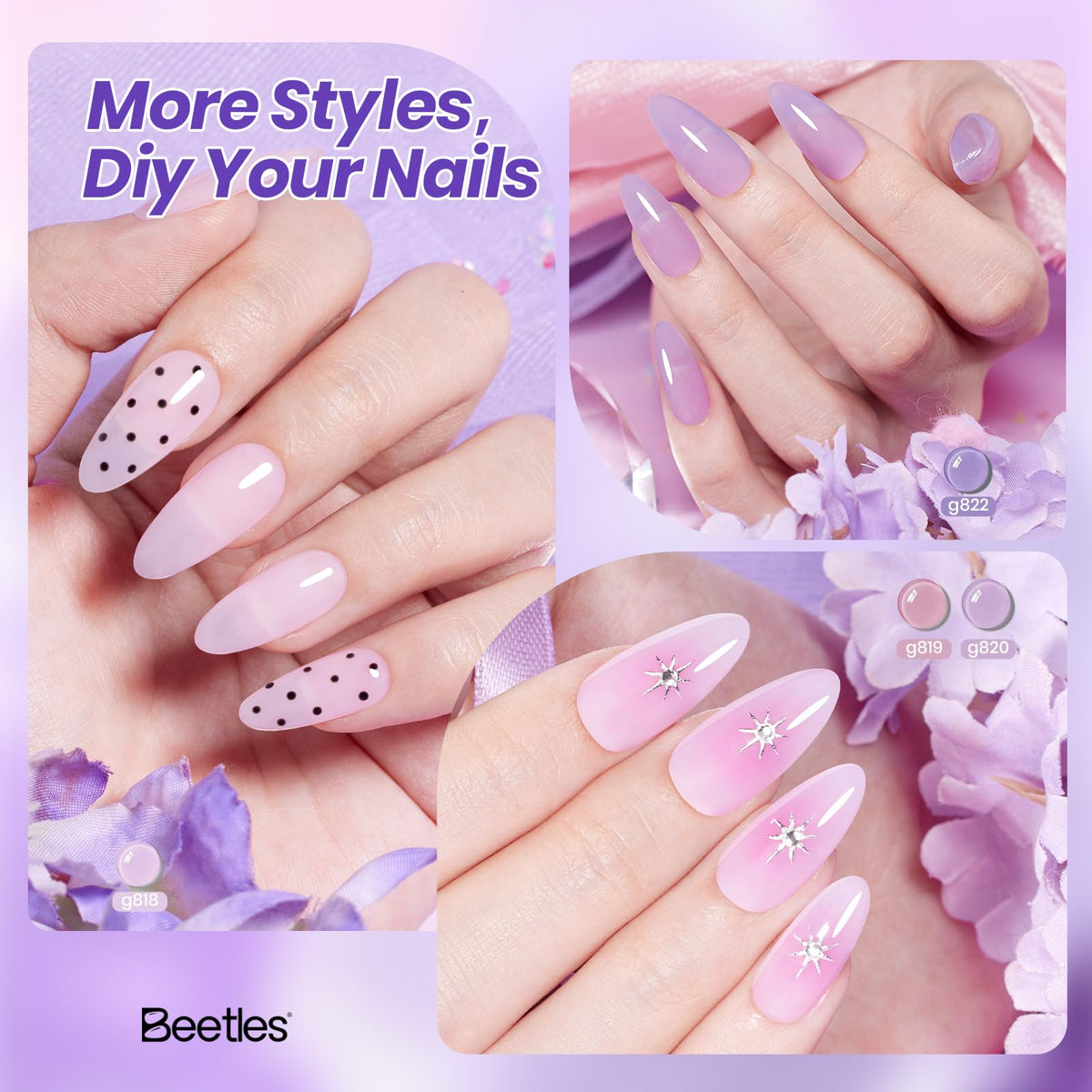 beetles Gel Polish Whispers of Love Jelly Gel Nail Polish Set, 6 Colors