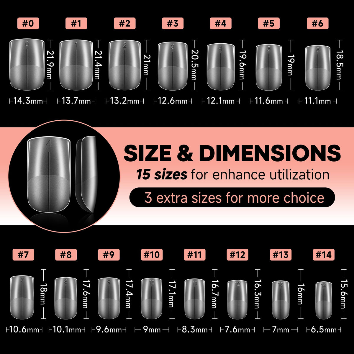 UNA GELLA Square Nail Tips XXL Long Half Cover Gel Tips 120PCS
