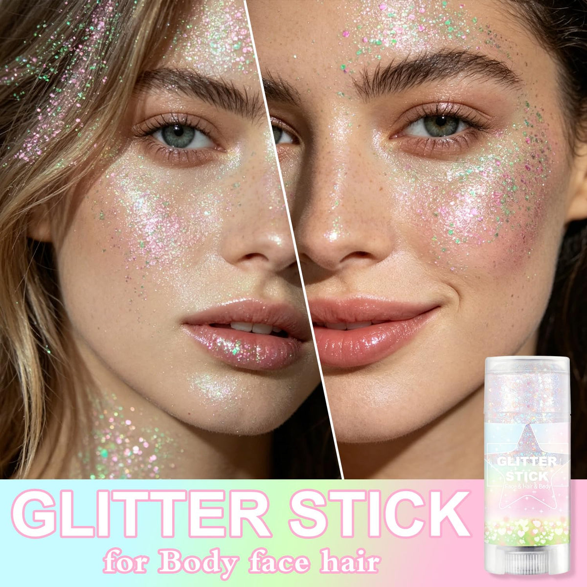 Scarman Hair and Body Glitter Spray, 1PC Glint-Rainbow Hairspray Powder