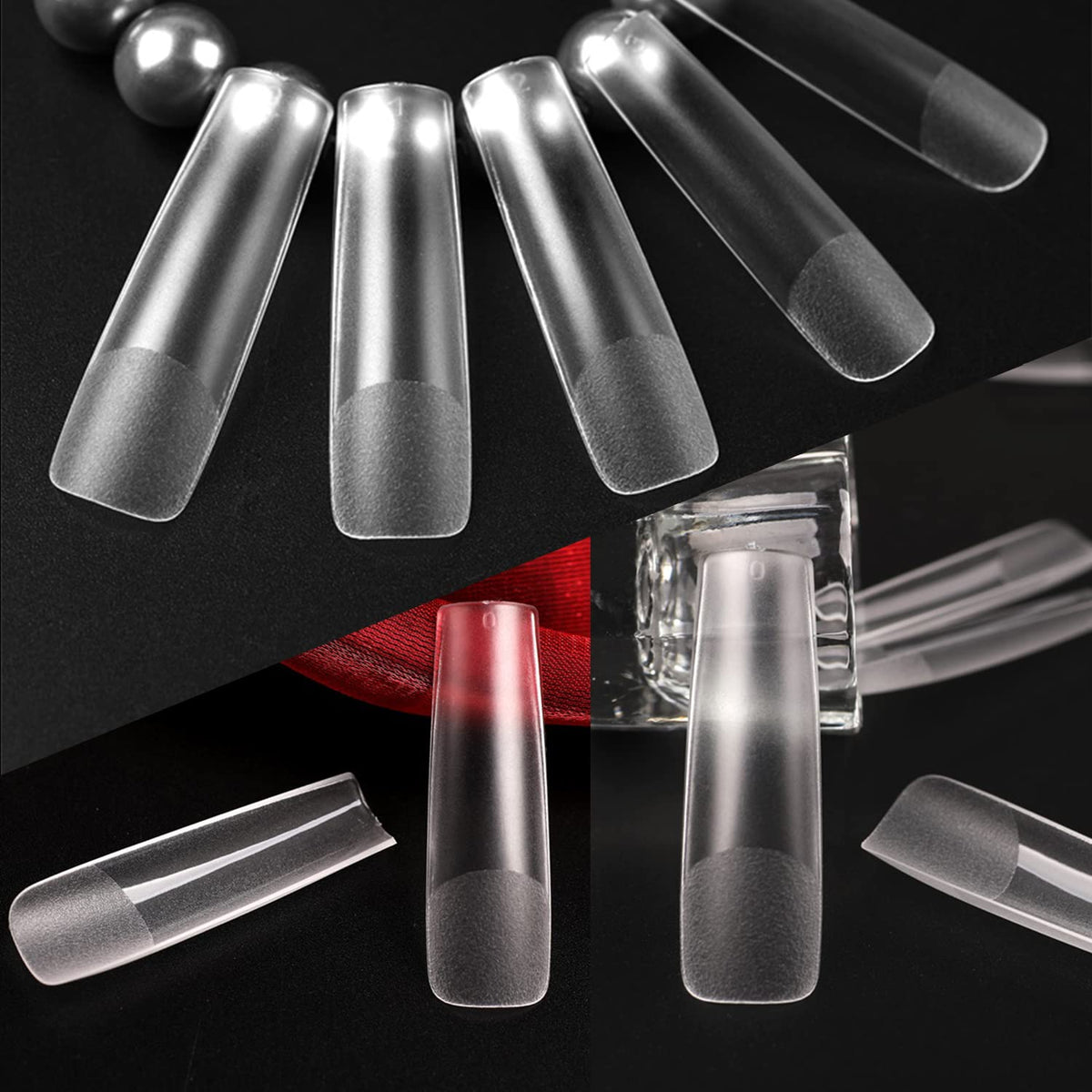 UNA GELLA Square Nail Tips XXL Long Half Cover Gel Tips 120PCS