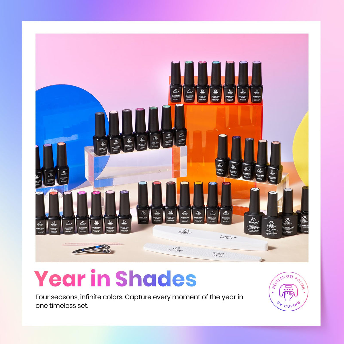 Beetles Gel Nail Polish Kit with U V Light - 80Pcs 55 Colors Gel Nail Kit