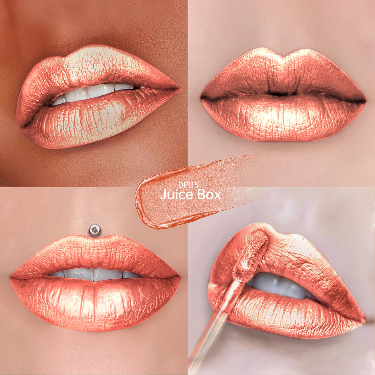 Depuplum Purple Lipsticks for Women Metallic Glitter Lipstick Long Lasting