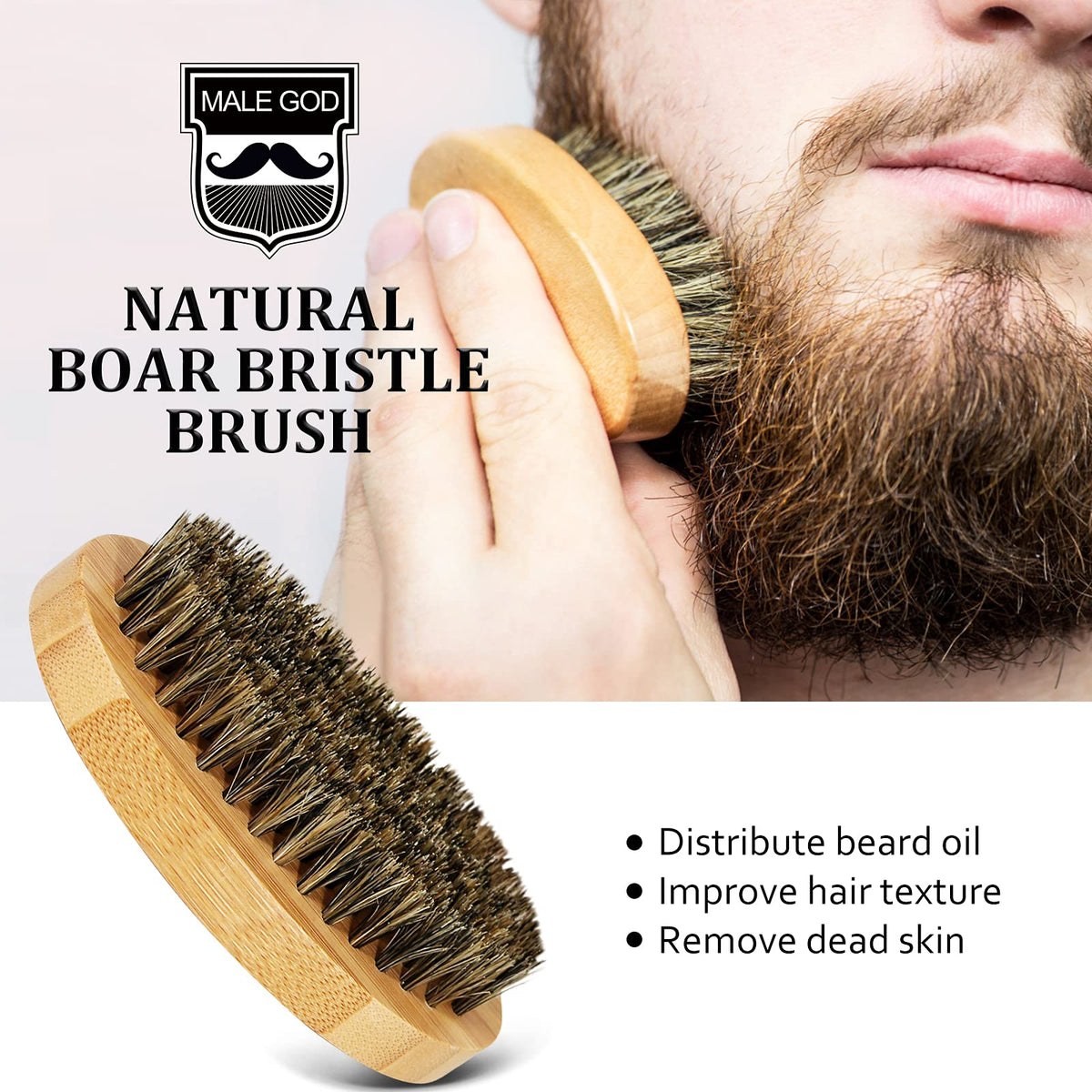 MALE GOD Beard Kit, Beard Growth Kit w/Natural Ingredients Beard Oil & Balm & Comb, Beard Growth Oil w/4X Thickening Biotin, Fathers Day | Chrismtas | Birthday Gifts for Men Him Husband Boyfriend Dad