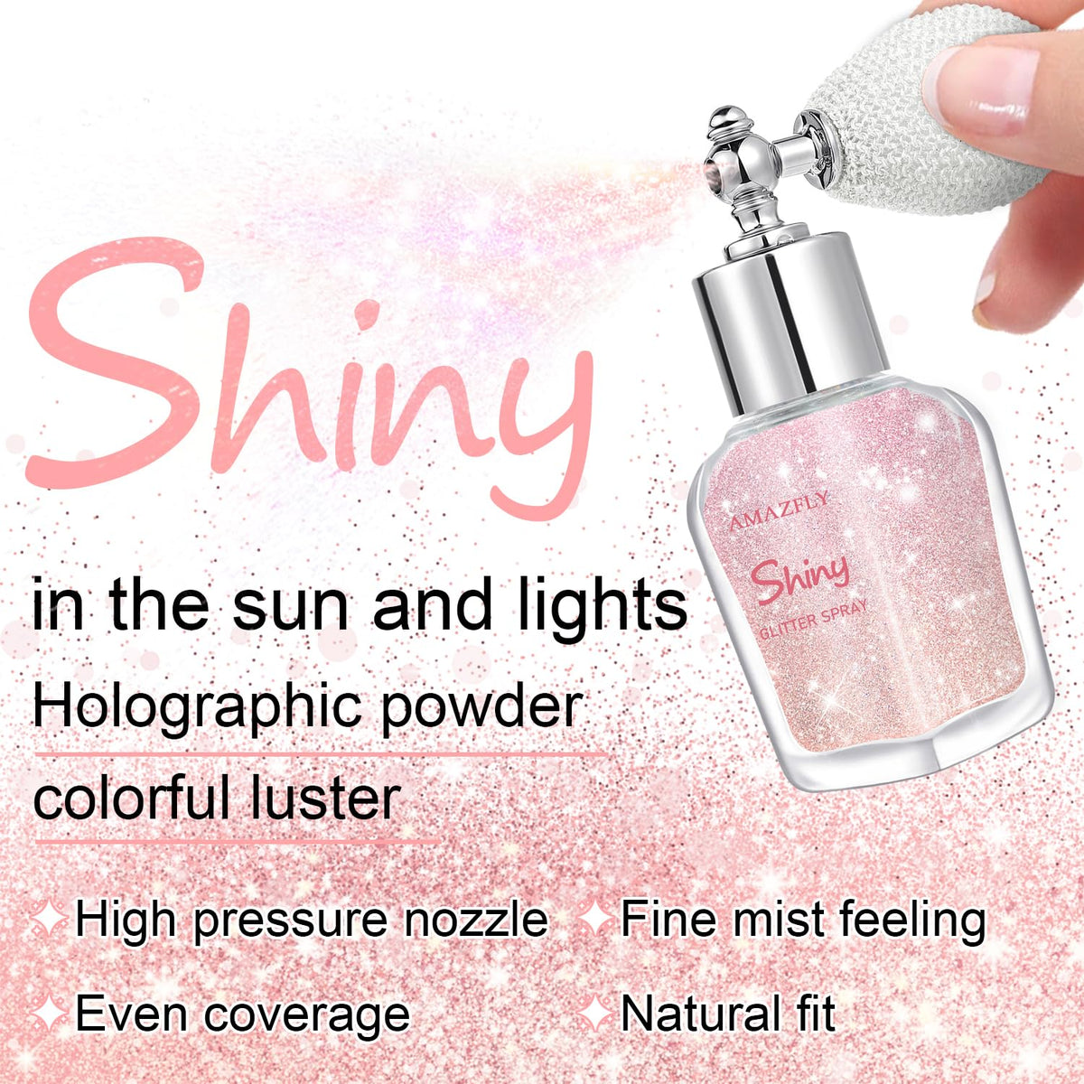 Hair and Body Glitter Spray, Shimmering Powder Sparkle Powder Makeup, Glitter Loose Sparkle Makeup for Body Highlighter,Festival Prom Rave Accessories (Glint-Rainbow)