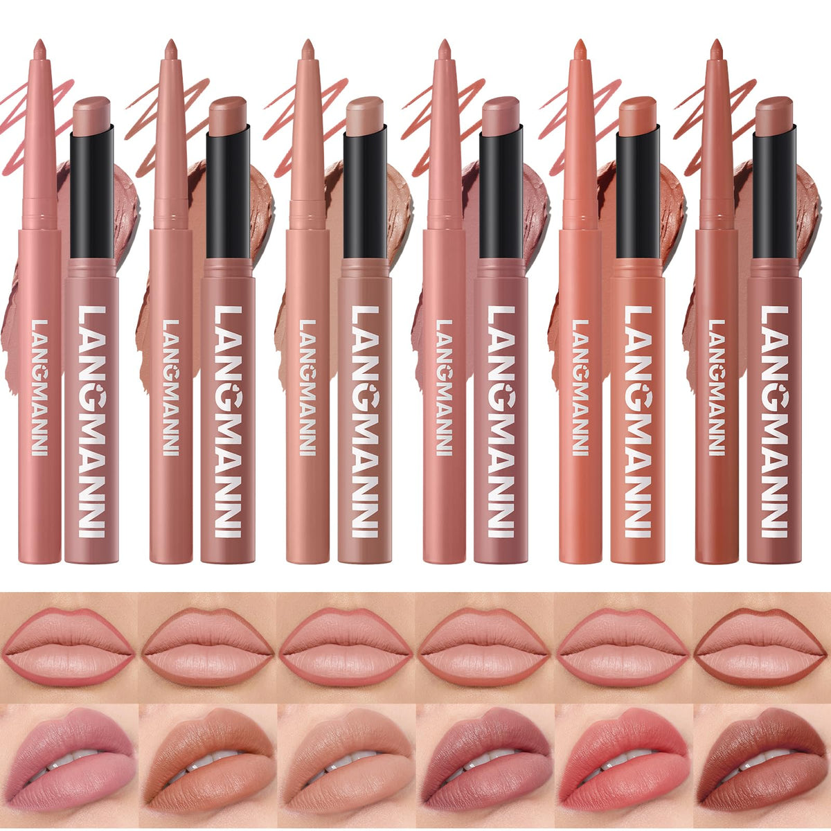 12Pcs Matte Liquid Lipstick and Lip Liner Set, Lip Makeup Combo (Set A)