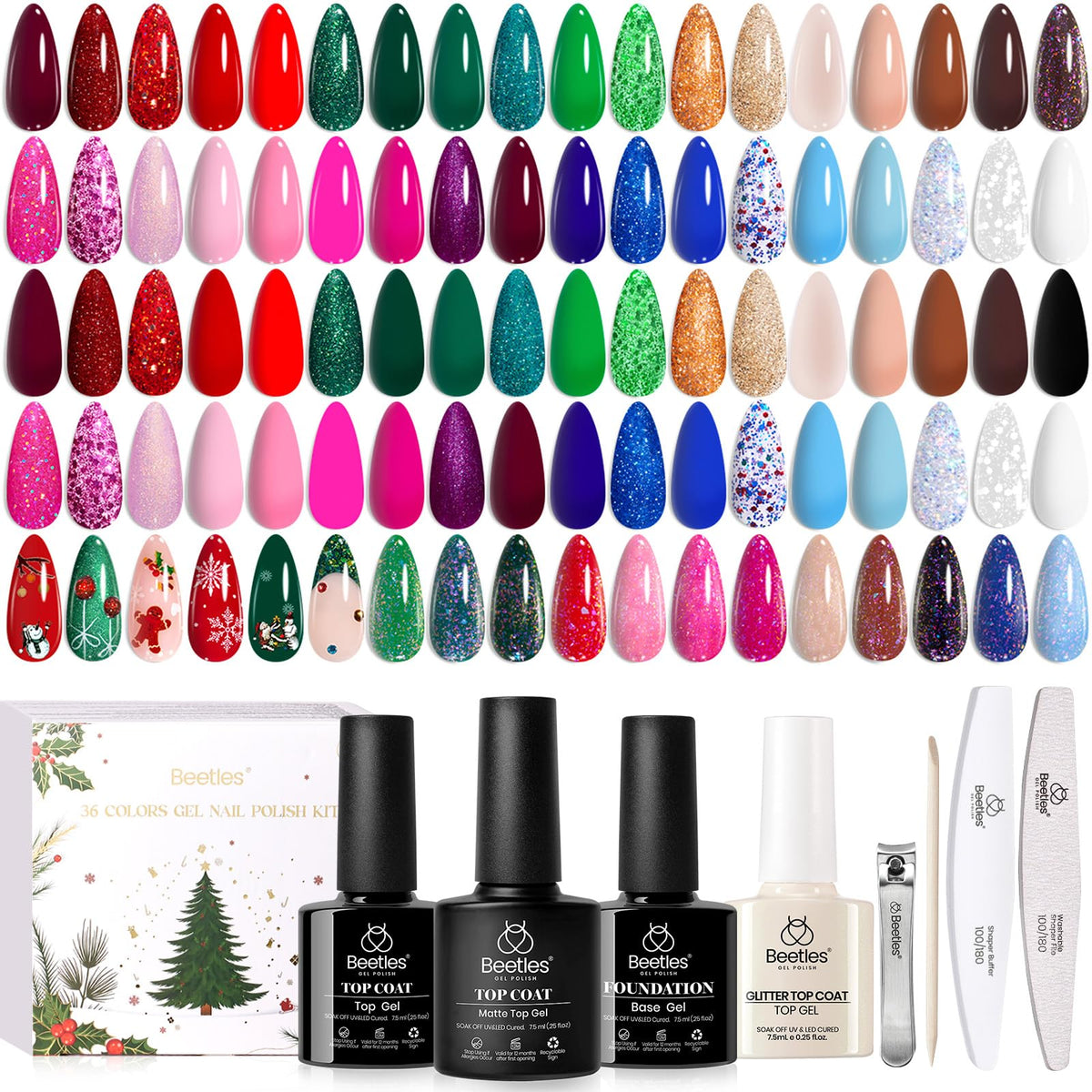 Beetles Fall Gel Nail Polish Set, 20 Colors Orange Yellow Brown