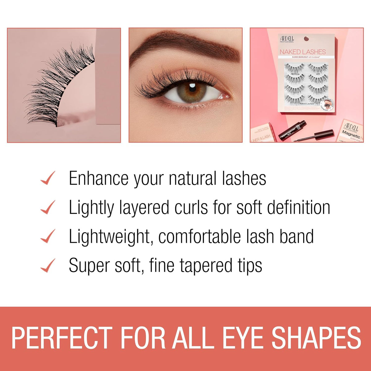 Ardell Naked Lashes 421 Subtle Volume Natural Look False Eyelashes, 4 Pairs