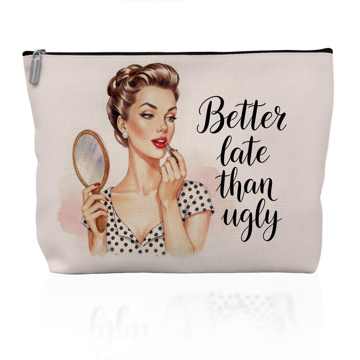 Retro Pinup Makeup Bag for Women, Vintage Pop Art Cosmetic Pouch, Sassy Funny Gifts for Girls, Bold Sarcastic Toiletry Bag, Unique Present
