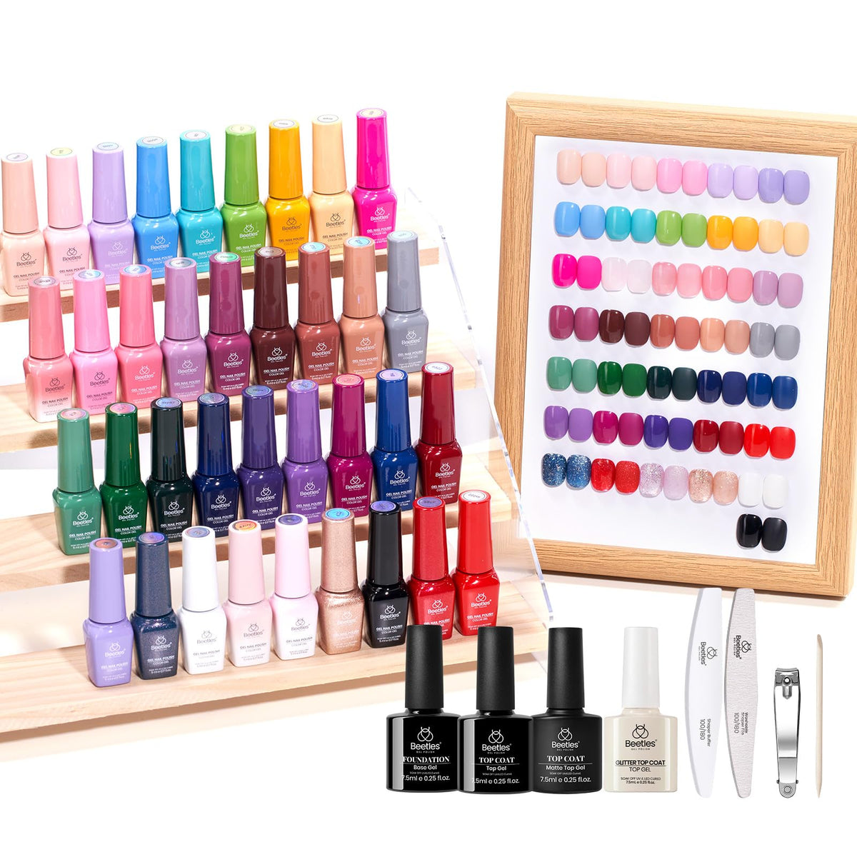 Beetles Gel Nail Polish Set, 63 PCS 55 Colors Gel Polish Kit with Base Coat