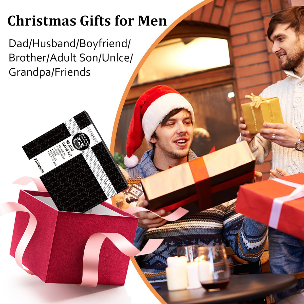 MALE GOD Beard Kit, Beard Growth Kit w/Natural Ingredients Beard Oil & Balm & Comb, Beard Growth Oil w/4X Thickening Biotin, Fathers Day | Chrismtas | Birthday Gifts for Men Him Husband Boyfriend Dad