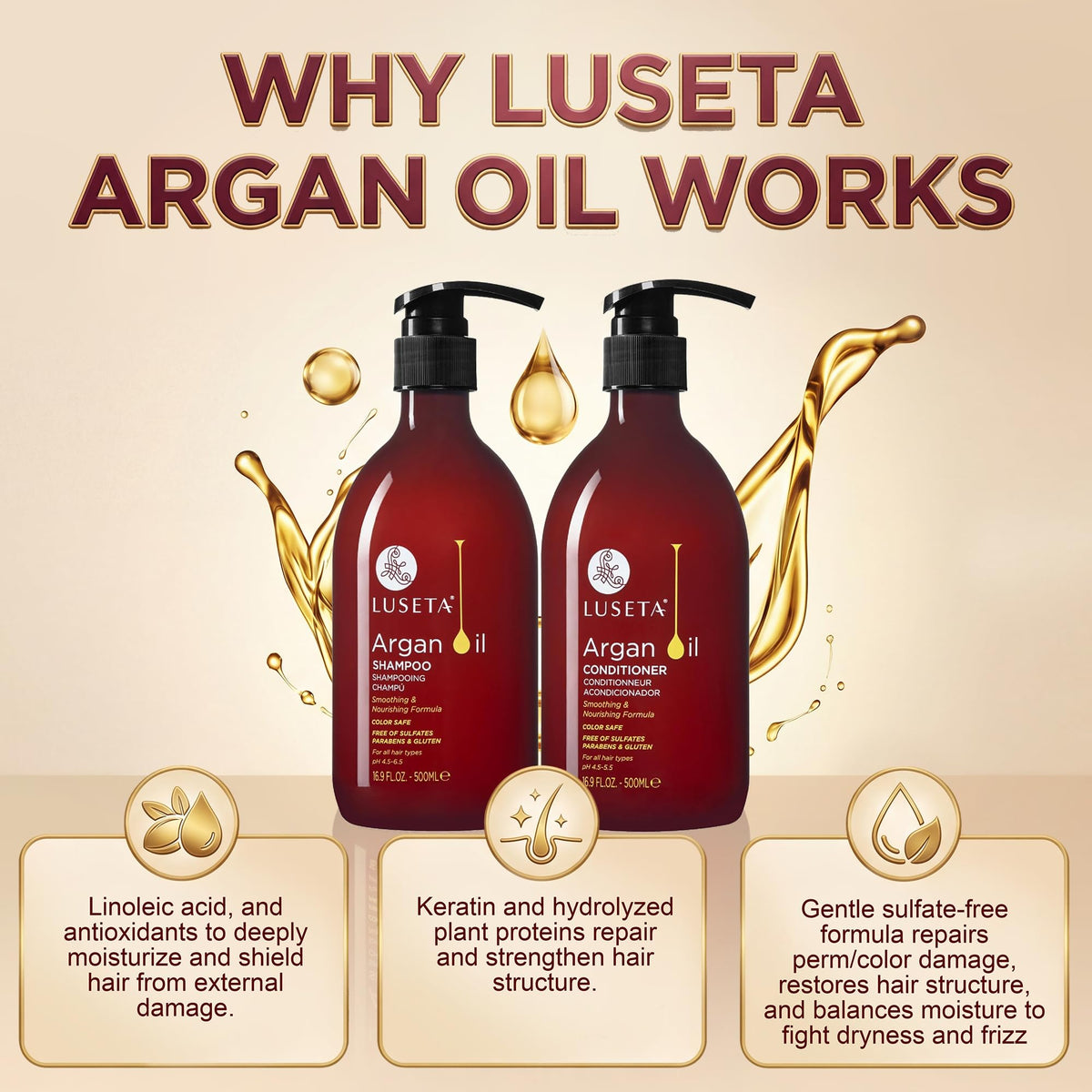 Luseta Biotin Shampoo and Conditioner Set, Thickening for Thinning Hair