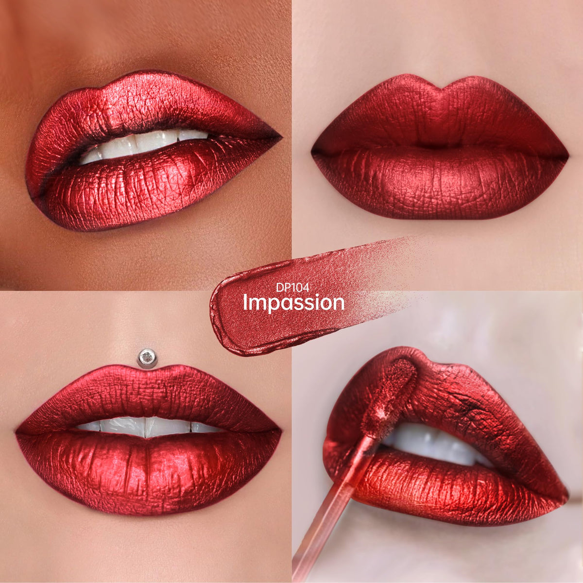 Depuplum Purple Lipsticks for Women Metallic Glitter Lipstick Long Lasting