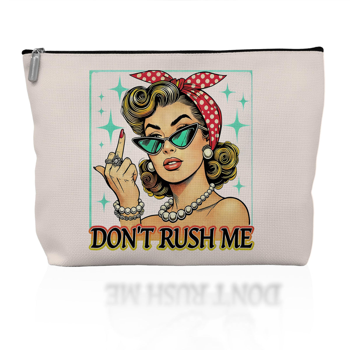 Retro Pinup Makeup Bag for Women, Vintage Pop Art Cosmetic Pouch, Sassy Funny Gifts for Girls, Bold Sarcastic Toiletry Bag, Unique Present