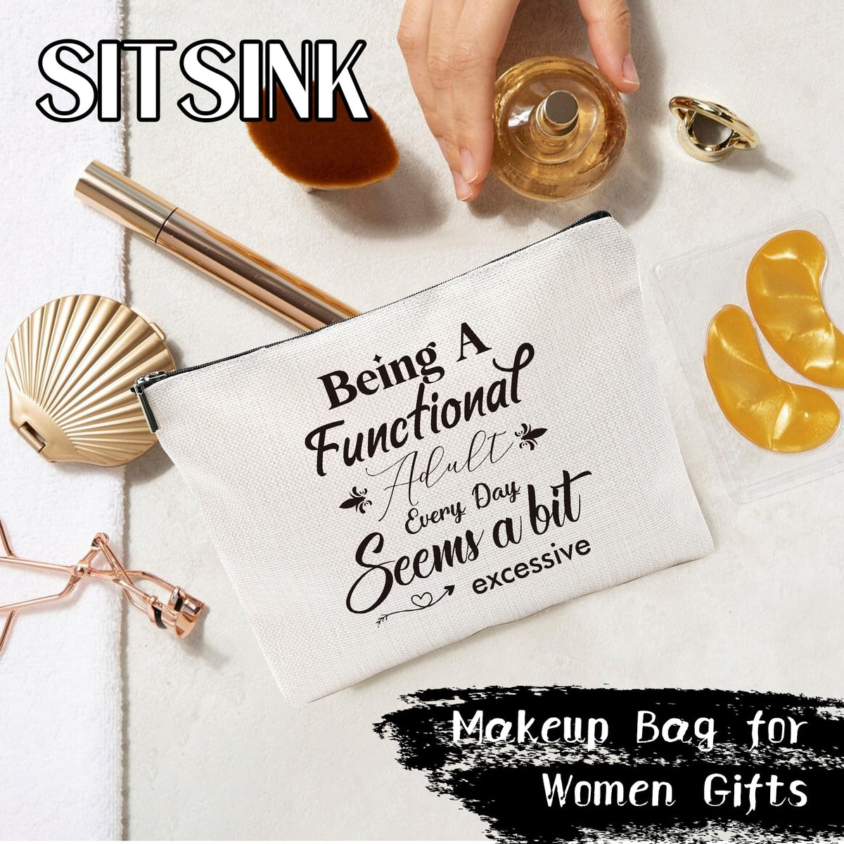 Sitsink Funny Sarcastic Gifts for Girls - Intersting Gifts for Girls Birthday. A Ray of Sarcastic Sunshine Every Single Day Makeup Bag, Cosmetic Bags Humor Sarcastic Gifts for Women Boss Coworker