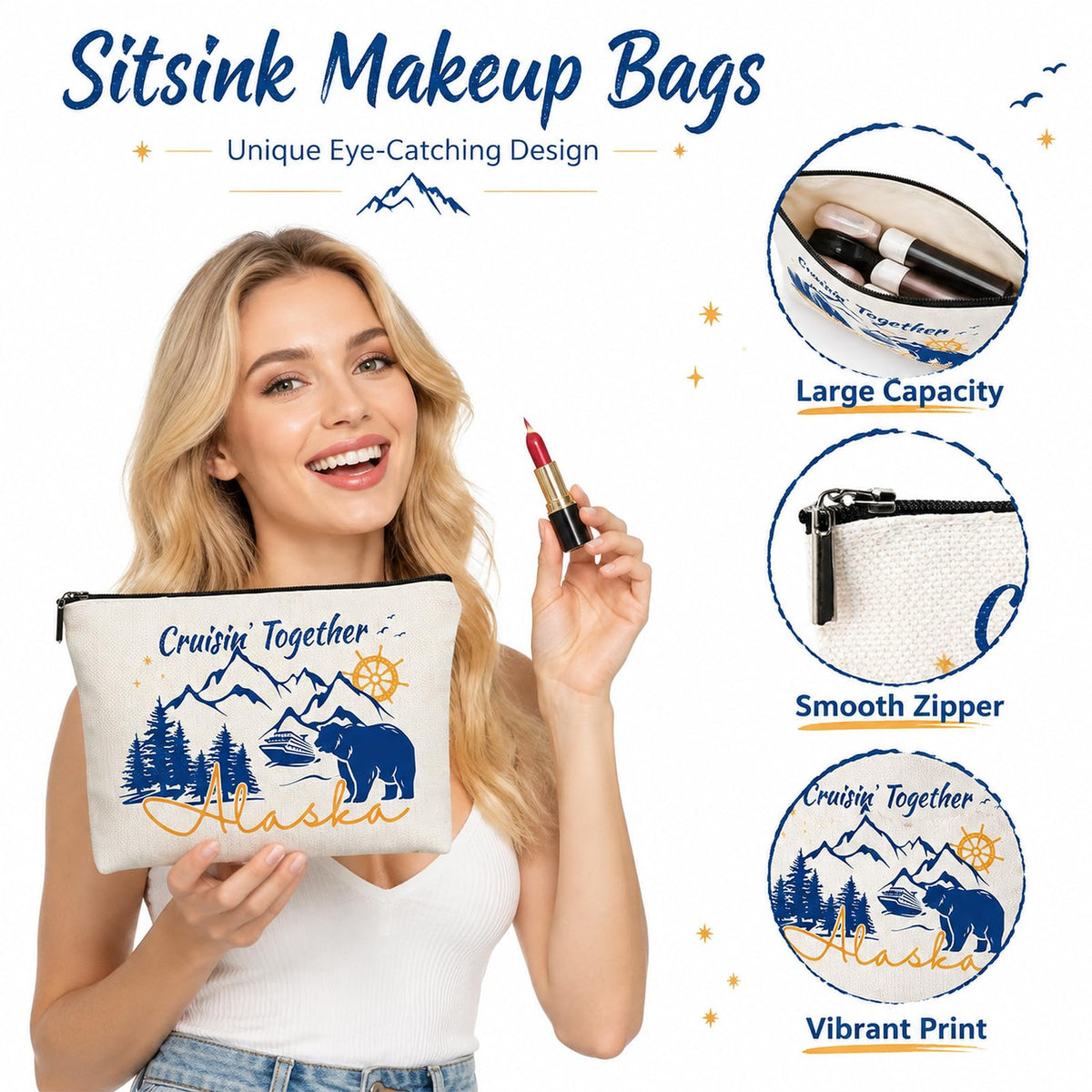 Sitsink Funny Sarcastic Gifts for Girls - Intersting Gifts for Girls Birthday. A Ray of Sarcastic Sunshine Every Single Day Makeup Bag, Cosmetic Bags Humor Sarcastic Gifts for Women Boss Coworker