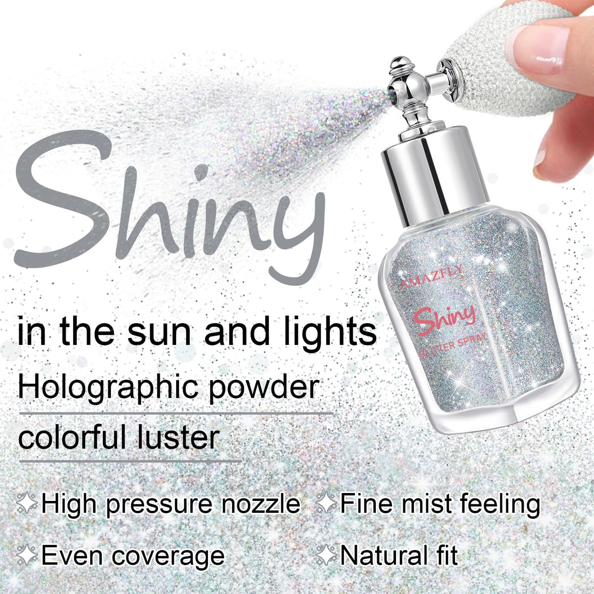 Hair and Body Glitter Spray, Shimmering Powder Sparkle Powder Makeup, Glitter Loose Sparkle Makeup for Body Highlighter,Festival Prom Rave Accessories (Glint-Rainbow)