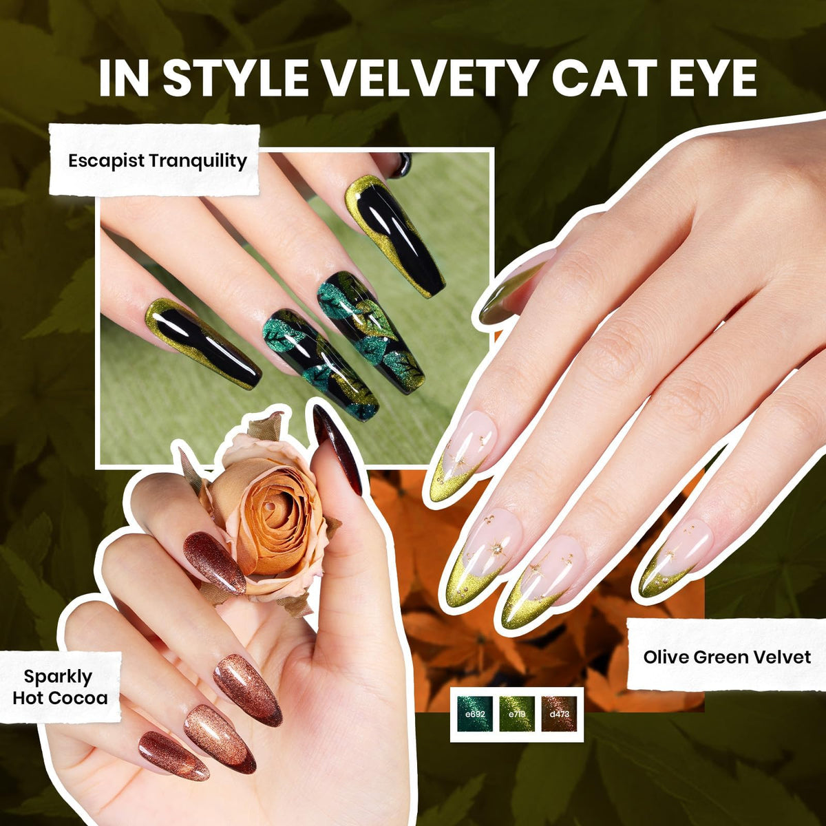 Beetles Fall Gel Nail Polish Set, 20 Colors Orange Yellow Brown