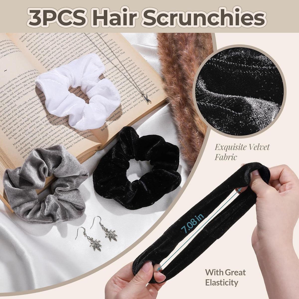 LEOBRO Spa Headband, 6pcs Makeup Headbands and Hair Scrunchies, Bow Skin Care Headband for Washing Face for Teen Girls Women, Easter Basket Valentines Christmas Gift for Girls, Black & White & Gray