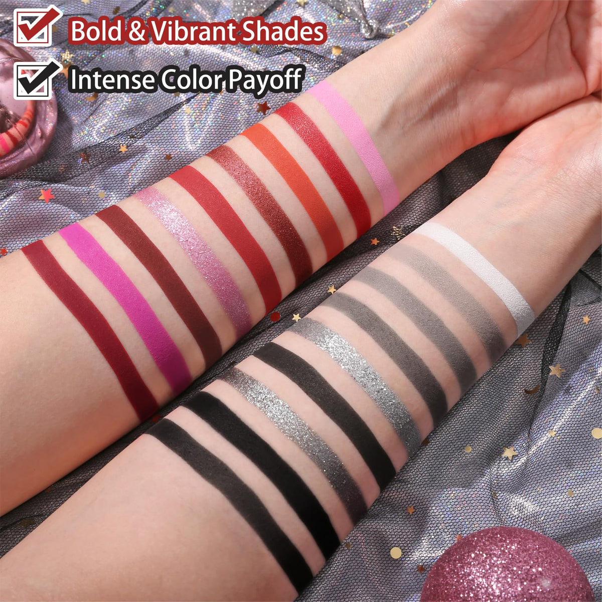 Matte Eyeshadow Palette Pro 18 Colors Pigmented Shimmer Glitter Eye Shadow Palette, Long Lasting Waterproof Dark Smokey Powder Cosmetics Pallet Halloween Valentine Gift Makeup Kit (01# Seductress)