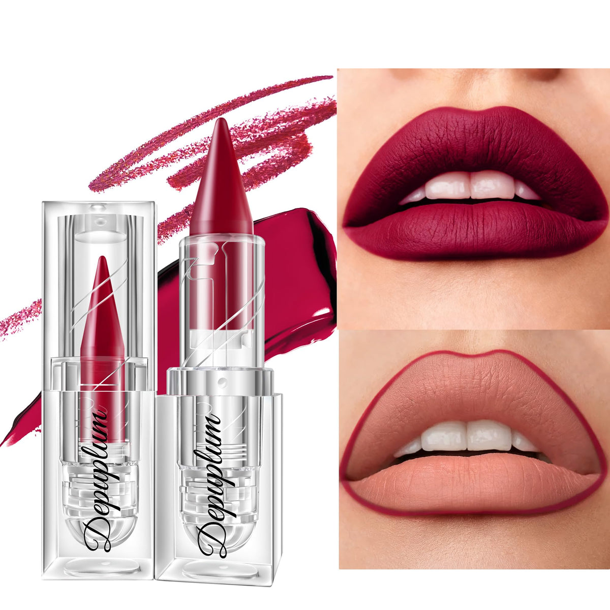 Depuplum Black Lipstick Glitter Red Lipstick Ombre Lips Dual Tone