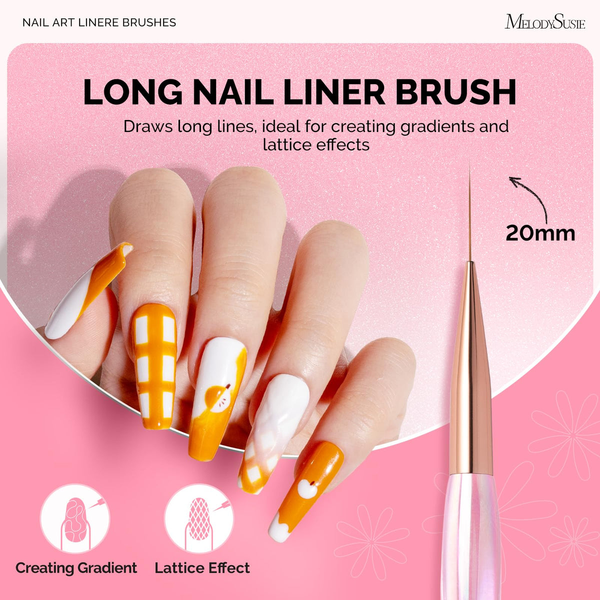 MelodySusie Nail Art Brushes Set, 6pcs Nail Art Design Pen Painting Tools