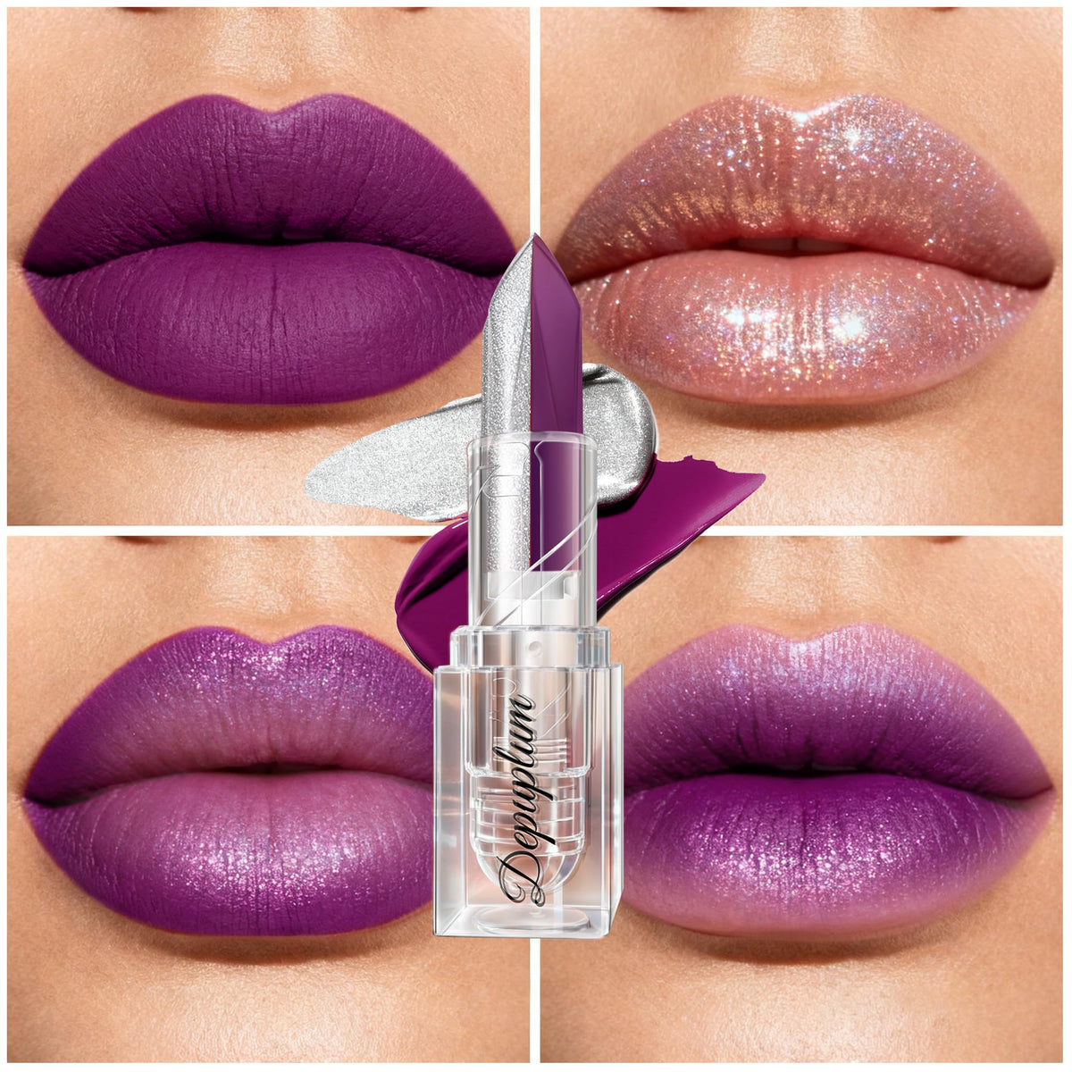 Depuplum Black Lipstick Glitter Red Lipstick Ombre Lips Dual Tone
