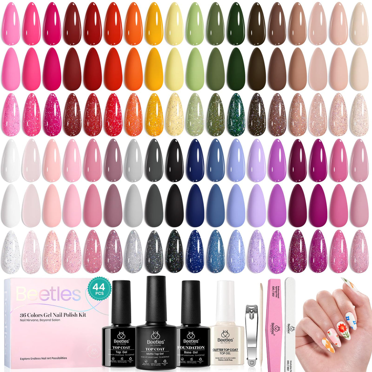 Beetles Fall Gel Nail Polish Set, 20 Colors Orange Yellow Brown