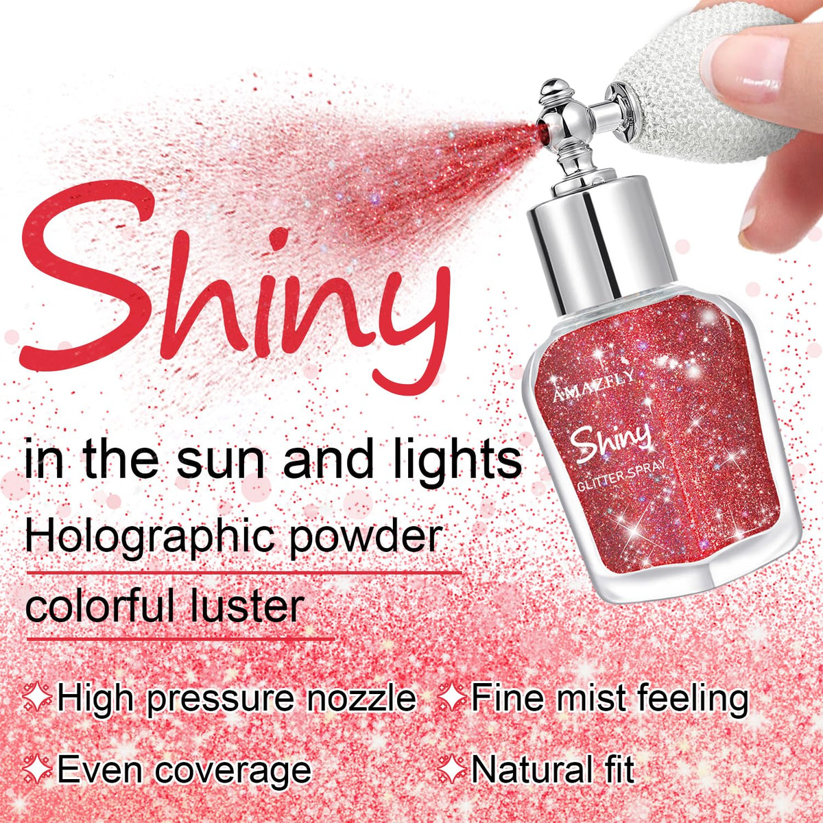 Hair and Body Glitter Spray, Shimmering Powder Sparkle Powder Makeup, Glitter Loose Sparkle Makeup for Body Highlighter,Festival Prom Rave Accessories (Glint-Rainbow)