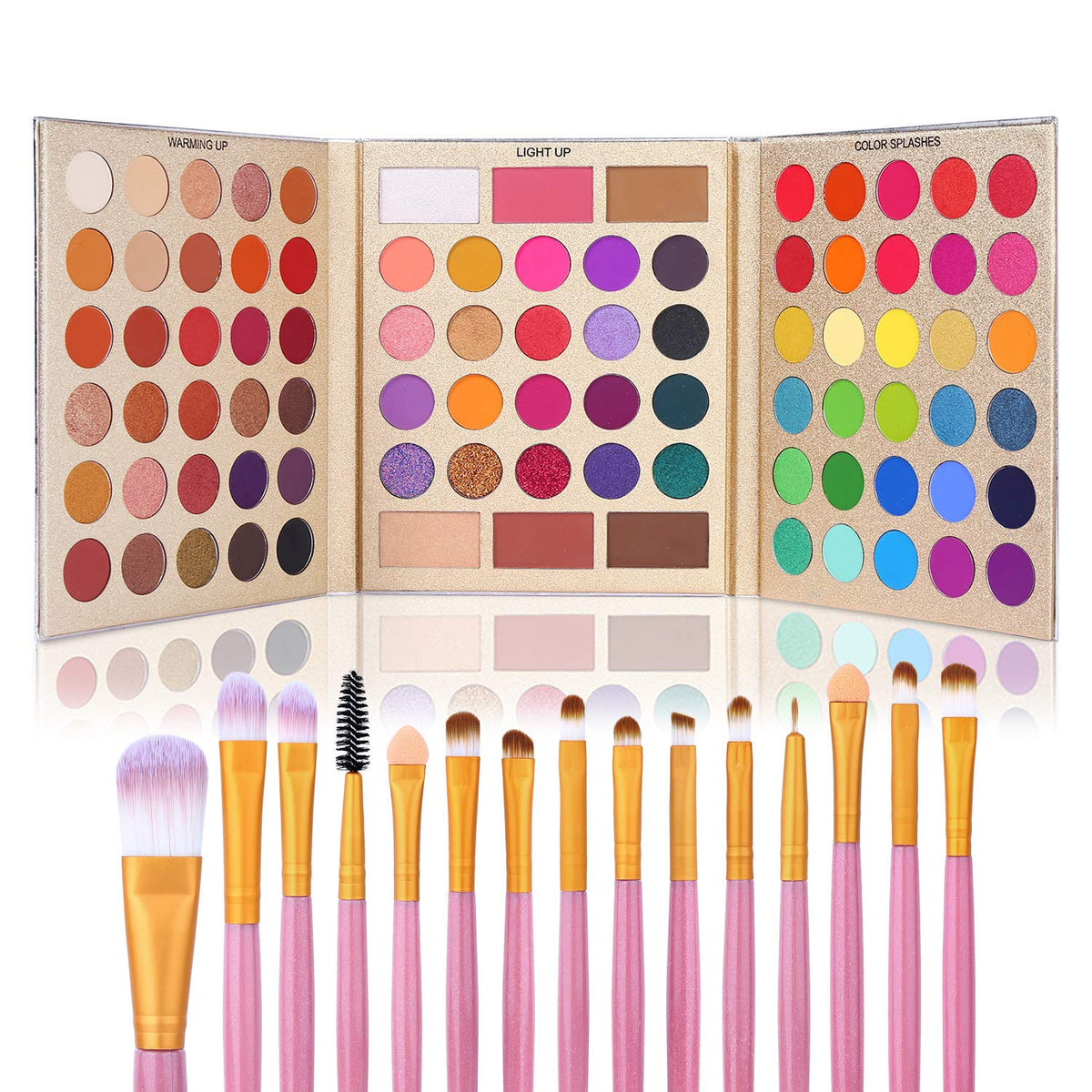 UCANBE 86 Colors Nude Eyeshadow Palette with 15pcs Makeup Brushes Set, Matte Glitter Long Lasting Highly Pigmented Waterproof Colorful Eye Shadow Contour Blush Powder Highlighter All in One