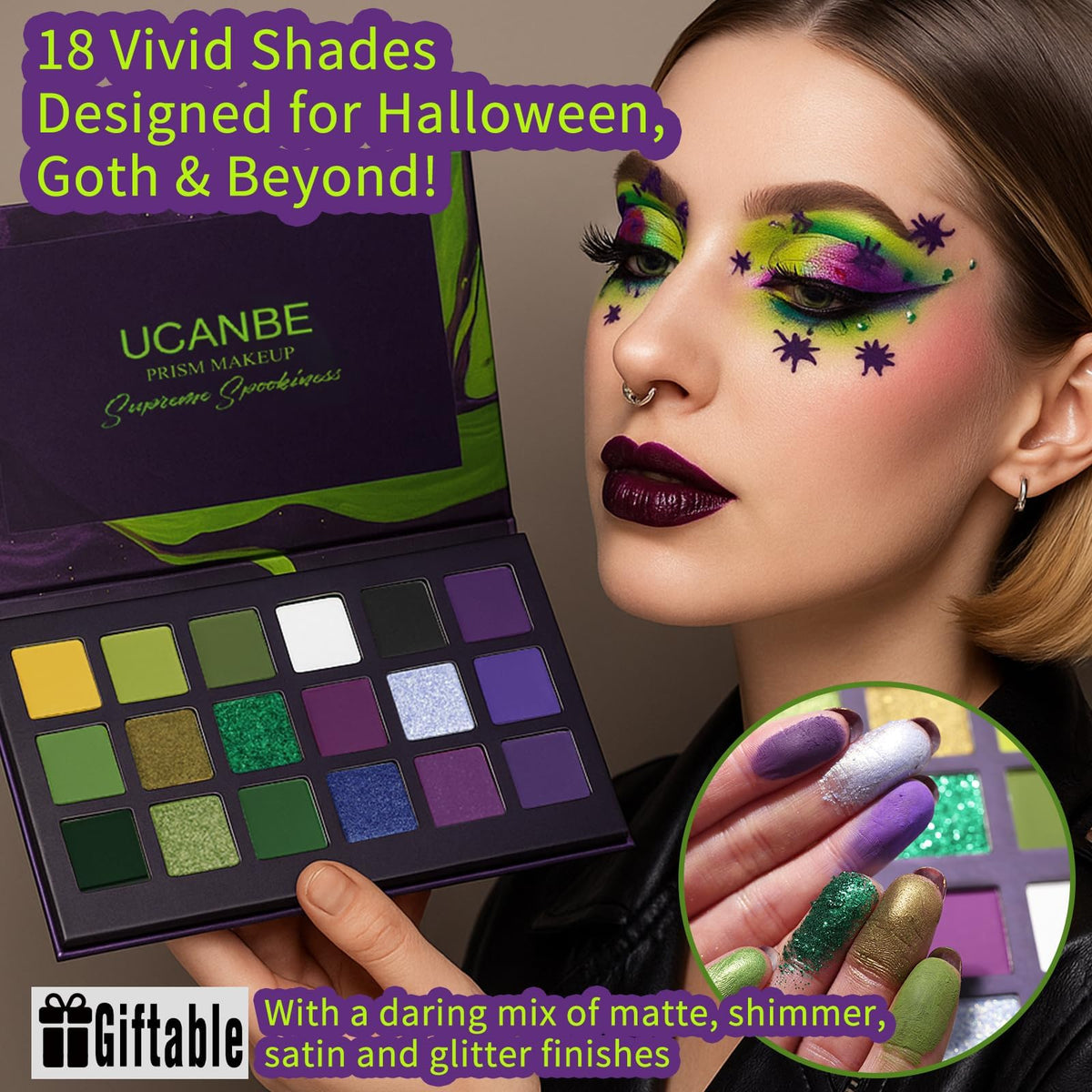 Matte Eyeshadow Palette Pro 18 Colors Pigmented Shimmer Glitter Eye Shadow Palette, Long Lasting Waterproof Dark Smokey Powder Cosmetics Pallet Halloween Valentine Gift Makeup Kit (01# Seductress)