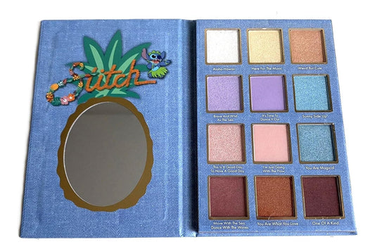 Taste Beauty Disney Stitch Eyeshadow Palette with Mirror, 12 Shimmering Shades, 0.81 oz, Limited Edition Summer Collection with Pinapple Design